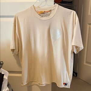 Aviator Nation Cream Tee with Sparkle Heart